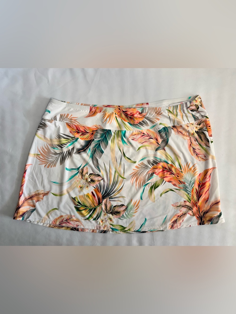 Jantzen Women’s White Swim Skirt with Tropical Print, Size: 10 & 14, NWT (QVC)